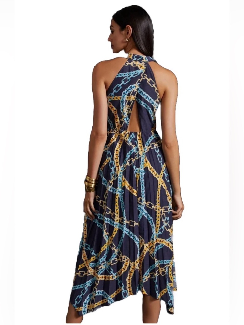 NEW Anthropologie Maeve Pleated Hanky Hem Dress size Medium